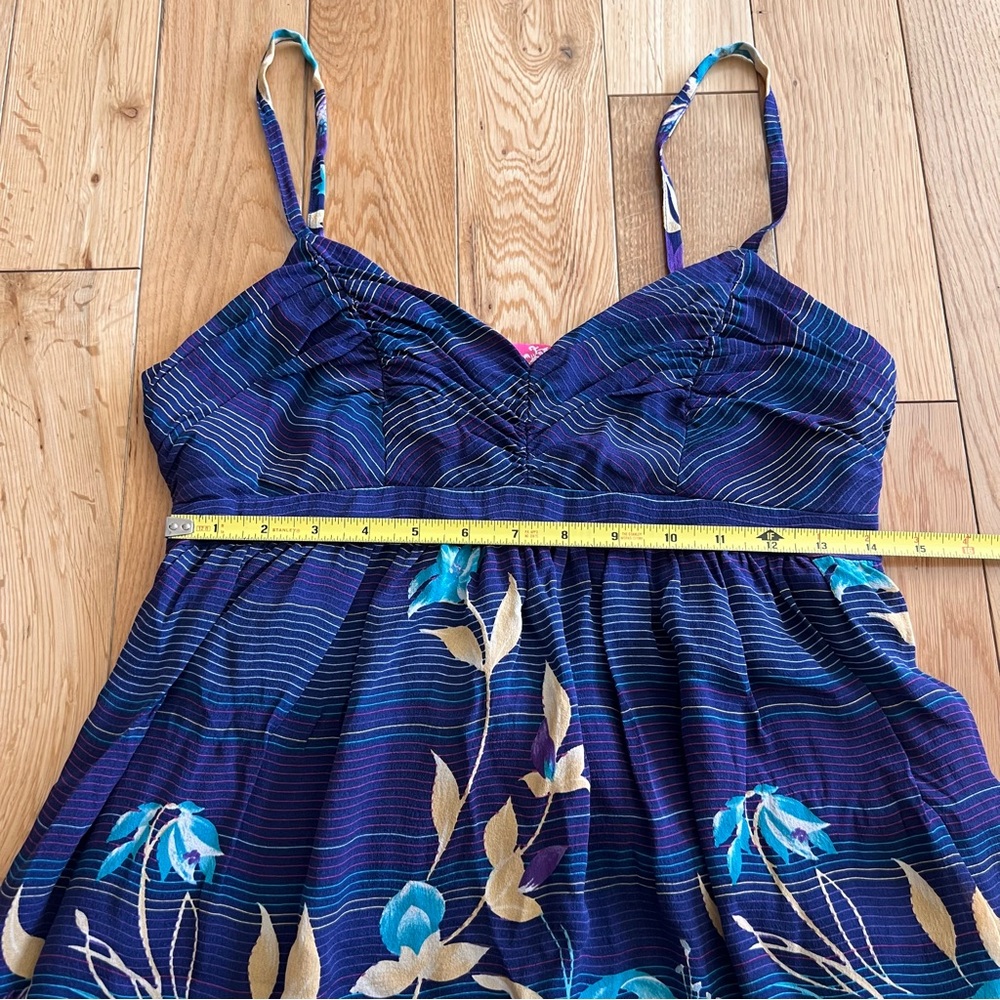 Yumi Kim Womens 100% Silk Purple Floral Sleeveless Mini Dress Size Medium - Picture 5 of 10